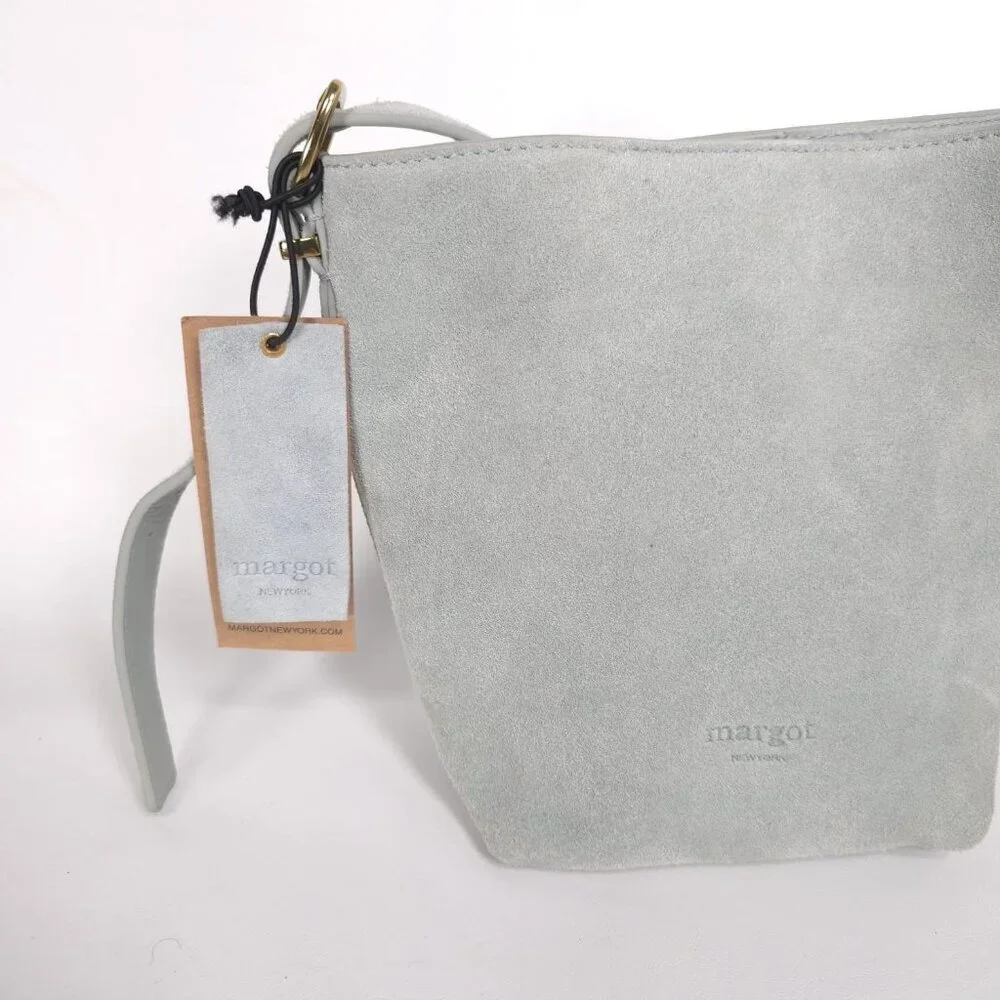 NEW Margot NEW YORK Kaye Mini Bucket LEATHER Suede Blue Crossbody‎ Bag MG3318-KU - Picture 14 of 14